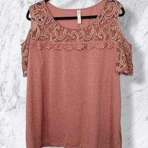 Perseption Lace Cold Shoulder Blouse